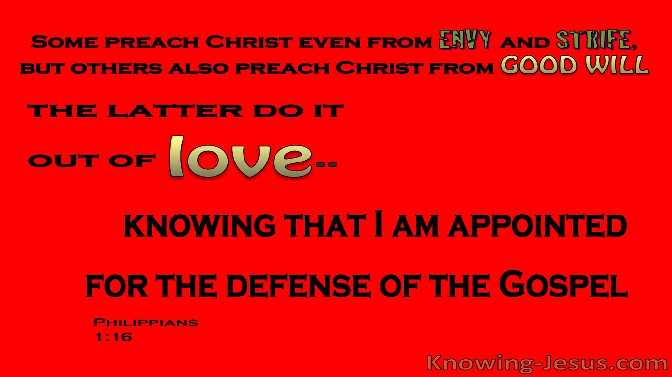 Philippians 1:16 Appointed For The Defence Of The Gospel (red)